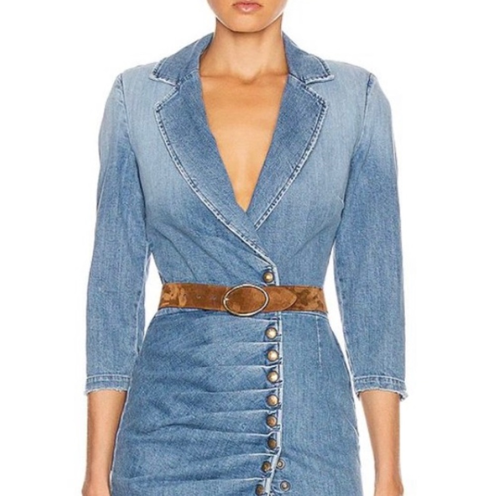 NWT retrofete Willa Mini Dress in Light Wash Denim Jean Long Sleeve XS extra sma - Picture 3 of 10